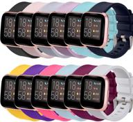 fitbit versa/versa 2/versa se lite compatible watch bands in black, pink, grey, 📟 purple, mint green, navy blue, white, yellow, barbie powder, gem green, fuchsia, and dark violet logo