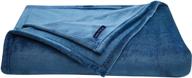 🛏️ nautica home plush collection blanket - ultra-soft & cozy fleece, lightweight & luxuriously warm bedding - king size in medium blue logo