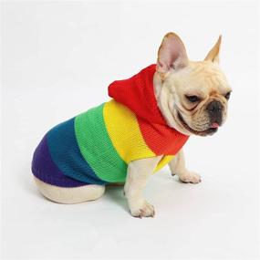 img 4 attached to 🌈 PASRLD Dog Sweater: Cozy Rainbow Pet Knitwear for a Warm and Stylish Fall/Winter