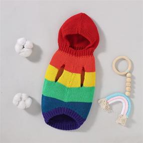 img 1 attached to 🌈 PASRLD Dog Sweater: Cozy Rainbow Pet Knitwear for a Warm and Stylish Fall/Winter