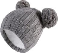 🧶 winter warm knitted baby hats with pom pom: stylish and cozy beanies for girls and boys with fleece lining by langzhen logo