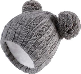 img 4 attached to 🧶 Winter Warm Knitted Baby Hats with Pom Pom: Stylish and Cozy Beanies for Girls and Boys with Fleece Lining by LANGZHEN