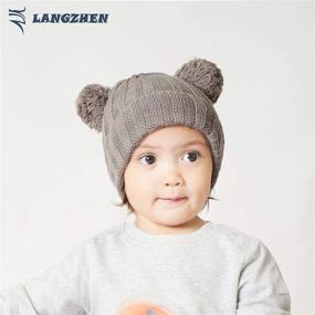 img 3 attached to 🧶 Winter Warm Knitted Baby Hats with Pom Pom: Stylish and Cozy Beanies for Girls and Boys with Fleece Lining by LANGZHEN