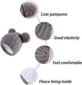 img 1 attached to 🧶 Winter Warm Knitted Baby Hats with Pom Pom: Stylish and Cozy Beanies for Girls and Boys with Fleece Lining by LANGZHEN