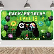 🎮 pantide level 13 video game happy birthday backdrop banner: ultimate party decorations and supplies for level up birthday celebration with game controller balloon banner and poster accessory (6.6 x 3.8ft) логотип