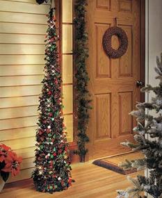 img 3 attached to 🎄 Budget-Friendly, Space-Saving 65" Lighted Green/Red Christmas Trees with Timer - Collapsible for Small Areas