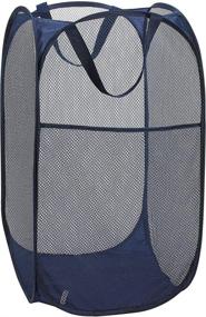 img 2 attached to 🧺 Convenient Portable Mesh Popup Laundry Hamper for Home, Dorm, and Travel (Dark Blue) - Collapsible, Durable, and Foldable