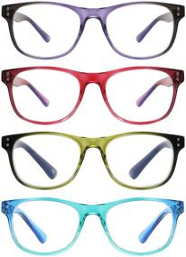 img 4 attached to 👓 IVNUOYI Blue Light Blocking Reading Glasses for Men and Women - 4-Pack, Spring Hinge Readers, Colorful Computer Eyeglasses to Relieve Eye Fatigue - 2.0 Strength