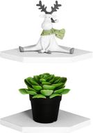 📚 welland 7-inch floating corner shelves set of 2 - white wall mounted storage shelf for bedroom, living room, bathroom - display small plant, photo frame, toys & more logo