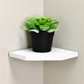 img 3 attached to 📚 WELLAND 7-Inch Floating Corner Shelves Set of 2 - White Wall Mounted Storage Shelf for Bedroom, Living Room, Bathroom - Display Small Plant, Photo Frame, Toys & More