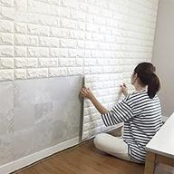 🧱 chming 10pcs 3d brick wall stickers: waterproof foam wallpaper for bedroom and living room décor logo