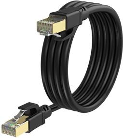 img 4 attached to 🔌 Veetcom Cat8 Ethernet Cable 15FT - High-Speed 26AWG Cat8 LAN Network Cable 40Gbps, 2000Mhz with Gold Plated RJ45 Connector - Heavy Duty Weatherproof S/FTP UV Resistant for Modem, Router, Gaming, Xbox - Optimized for SEO