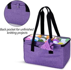 img 1 attached to 🧶 YARWO Knitting Yarn Bag, Crochet Tote with Pocket for Work in Progress Projects, Knitting Needles (Up to 14 inches) and Skeins of Yarn, Plum (Bag Only)
