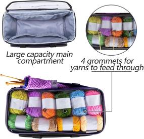 img 3 attached to 🧶 YARWO Knitting Yarn Bag, Crochet Tote with Pocket for Work in Progress Projects, Knitting Needles (Up to 14 inches) and Skeins of Yarn, Plum (Bag Only)