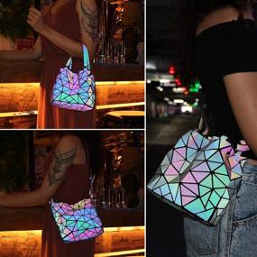 img 1 attached to Geometric Handbag Luminous Holographic Shopping