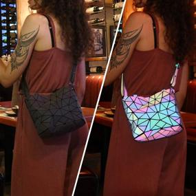 img 2 attached to Geometric Handbag Luminous Holographic Shopping