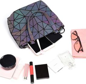 img 3 attached to Geometric Handbag Luminous Holographic Shopping