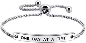 img 4 attached to 🌈 One Day at a Time: Inspirational Recovery Quote Cuff Bracelet - Meaningful Gift for Girls