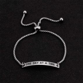 img 1 attached to 🌈 One Day at a Time: Inspirational Recovery Quote Cuff Bracelet - Meaningful Gift for Girls