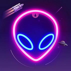 img 4 attached to 👽 iFreeLife Neon Lights - Alien Night Lights for Teen Gamer Room Decor, Elitist LED Neon Signs for Wall Decor - Light up Signs for Room Decor, Aesthetic Man Cave Decor - Cool Stuff Decoration for Home