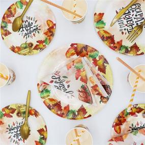 img 3 attached to 🦃 Thanksgiving Party Supplies Set for 26 Guests - Includes Plates (9"), Dessert Plates (7"), Napkins, Cups, Cutlery, Straws, Tablecloth, and Banner