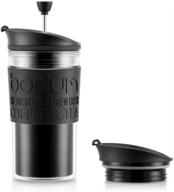 ☕ bodum k11102-01 travel press set coffee maker with additional lid, 12 oz, black logo