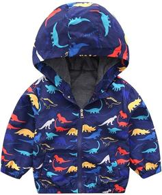 img 4 attached to 🦖 Waterproof Windproof Hooded Dinosaur Coat for Toddler Boys - Kids Outdoor Windbreaker