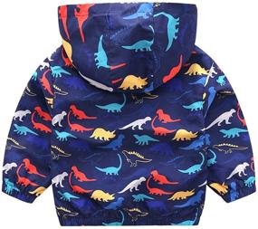 img 3 attached to 🦖 Waterproof Windproof Hooded Dinosaur Coat for Toddler Boys - Kids Outdoor Windbreaker