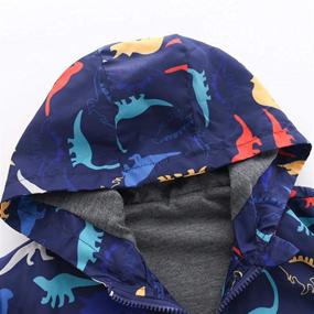 img 2 attached to 🦖 Waterproof Windproof Hooded Dinosaur Coat for Toddler Boys - Kids Outdoor Windbreaker