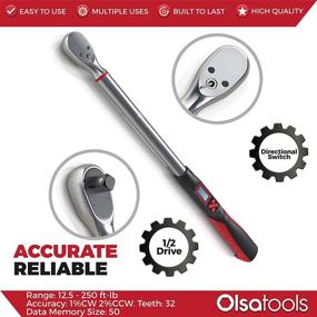 img 3 attached to 🔧 Olsa Tools 1/2-Inch Drive Digital Torque Wrench, Range 12.5-250 ft-lb, ±1% CW/±2% CCW Accuracy, Premium Adjustable Ratchet Torque Wrench, Professional-Grade