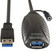 plugable 10 meter usb 3.0 active extension cable: long-range, ac powered, back-voltage protected logo