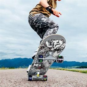 img 3 attached to 🛹 Kids Skateboard Double Kick, Light Up Wheels, Complete 8.0, 7 Ply Maple Wood, Standard Skateboards for Teens Beginners - Perfect Birthday Gift