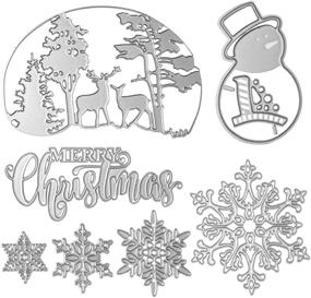img 4 attached to 🎄 Merry Christmas Cutting Dies Set with Xmas Snowman Snowflake Tree Patterns - Metal Stencil Templates for DIY Scrapbook Album, Paper Card Making, Craft Decoration