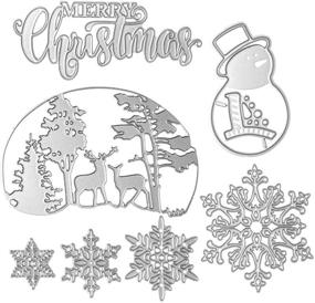 img 1 attached to 🎄 Merry Christmas Cutting Dies Set with Xmas Snowman Snowflake Tree Patterns - Metal Stencil Templates for DIY Scrapbook Album, Paper Card Making, Craft Decoration
