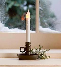 img 1 attached to Long-lasting AA Battery Operated Window LED Candle Lamps with Auto Timer - Home Accent Holiday Lights, Bronze Base - 9 1/2 H