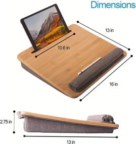 img 2 attached to 🎋 Bamboo Lap Desk, Portable Lap Desk Tray for Home Office and Students - Use as Laptop Stand, Phone & iPad Holder - Fits Up to 16 Inch Laptops