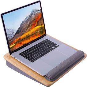 img 4 attached to 🎋 Bamboo Lap Desk, Portable Lap Desk Tray for Home Office and Students - Use as Laptop Stand, Phone & iPad Holder - Fits Up to 16 Inch Laptops