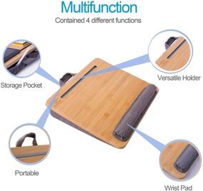 img 3 attached to 🎋 Bamboo Lap Desk, Portable Lap Desk Tray for Home Office and Students - Use as Laptop Stand, Phone & iPad Holder - Fits Up to 16 Inch Laptops