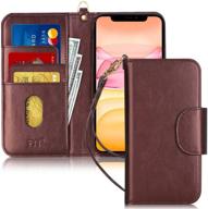 📱 fyy case for iphone 11 6.1-inch, [kickstand feature] premium pu leather wallet case flip folio cover with [card slots] and [note pockets] for apple iphone 11 6.1 inch - brown logo