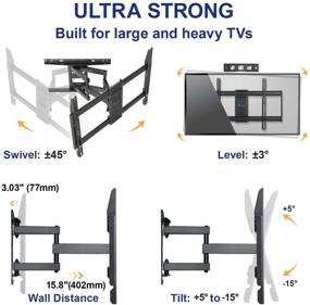 img 3 attached to 📺 Rentliv Full Motion TV Wall Mount: Dual Articulating Arms, Swivels, Tilts, and Rotates for 37-70 Inch TVs, Holds up to 132lbs - Max VESA 600x400mm