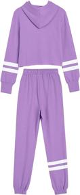 img 3 attached to 🧥 Batermoon Girl's Hooded Sweatsuit Set: Long Sleeve Crop Sweatshirt and Sweatpants for Casual Loungewear