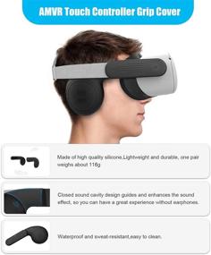 img 1 attached to 🎮 AMVR VR Accessory Set for Oculus Quest 2: Enhance Your Gaming Experience with Touch Controller Grip Cover, Lens Anti-Scratch Ring, Lens Protect Pad, Silicone Face Cover, and Ear Muffs - Black