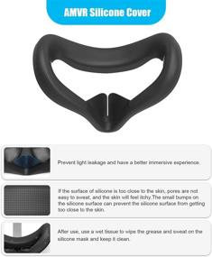 img 2 attached to 🎮 AMVR VR Accessory Set for Oculus Quest 2: Enhance Your Gaming Experience with Touch Controller Grip Cover, Lens Anti-Scratch Ring, Lens Protect Pad, Silicone Face Cover, and Ear Muffs - Black