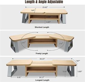 img 1 attached to 🖥️ Adjustable Dual Monitor Stand Riser with 3-Shelf Storage Organizer and Drawer - Ideal for Office and Home Use
