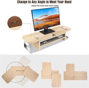 img 3 attached to 🖥️ Adjustable Dual Monitor Stand Riser with 3-Shelf Storage Organizer and Drawer - Ideal for Office and Home Use