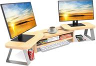🖥️ adjustable dual monitor stand riser with 3-shelf storage organizer and drawer - ideal for office and home use logo