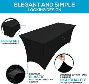 img 3 attached to 🍽️ Utopia Kitchen - 4 Ft Stretchable Spandex Tablecloth - Premium Tight Fit, Washable, Wrinkle Resistant Table Cover for Events & Parties (Black)