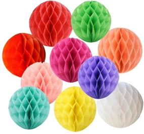 img 1 attached to 🎉 Colorful Handmade Art Paper Honeycomb Balls for Party Decor - Set of 10