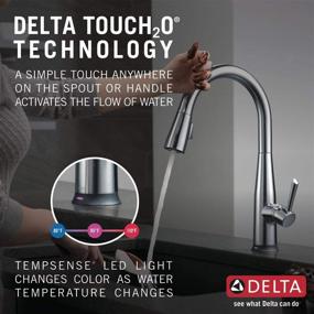 img 1 attached to 🚰 Delta Faucet Essa Touch Kitchen Faucet in Brushed Nickel with Pull Down Sprayer and Touch2O Technology, Arctic Stainless Finish 9113T-AR-DST