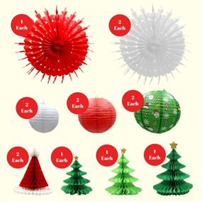 img 2 attached to UNIQOOO 14PCS Assorted 3D Christmas Honeycomb Paper Lantern Decoration Garland Set: Festive Holiday XMAS Party Banner Supplies